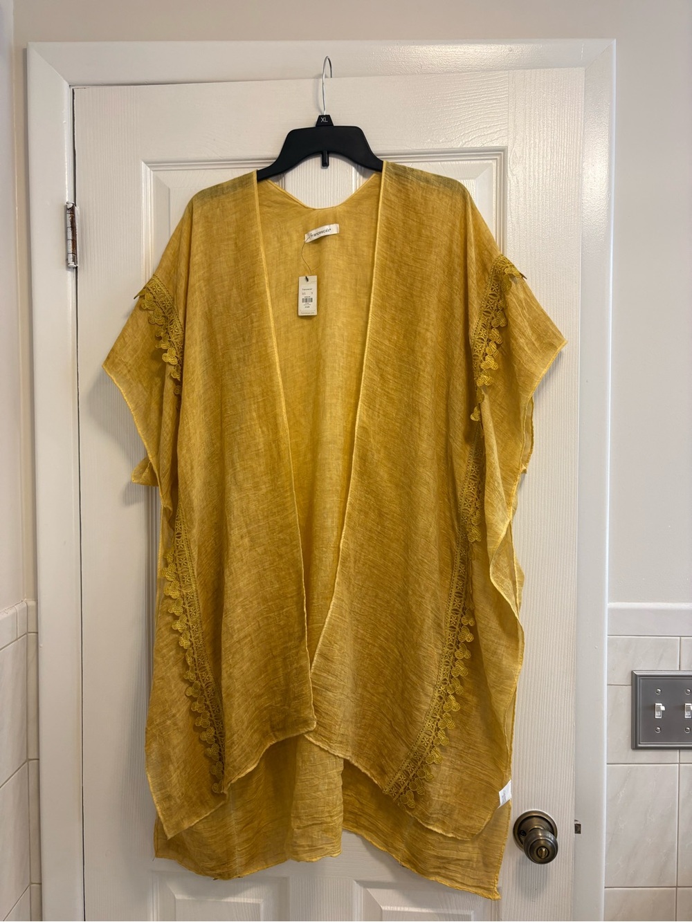 Francesca's Collections Mustard Yellow Open-Front Kimono one size women’s